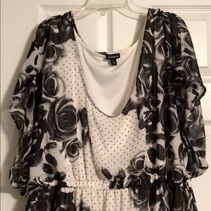 Black and white empire waist dress